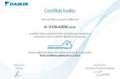 daikin certificate