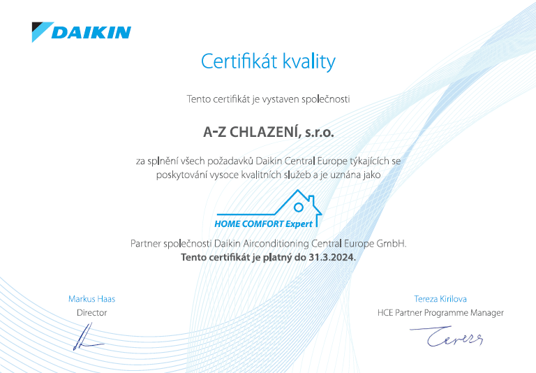 daikin certificate
